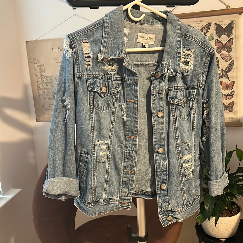 Distressed Oversized Jean Jacket